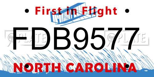 FDB9577 North Carolina License Plate