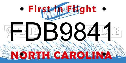 FDB9841 North Carolina License Plate