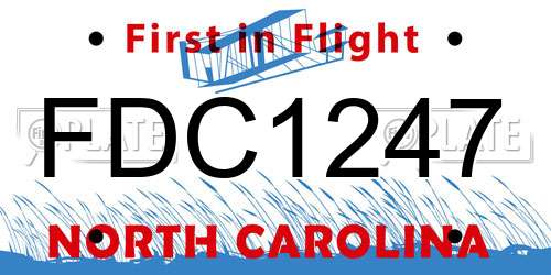 FDC1247 North Carolina License Plate