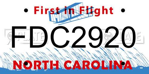FDC2920 North Carolina License Plate