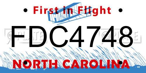 FDC4748 North Carolina License Plate