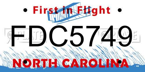 FDC5749 North Carolina License Plate