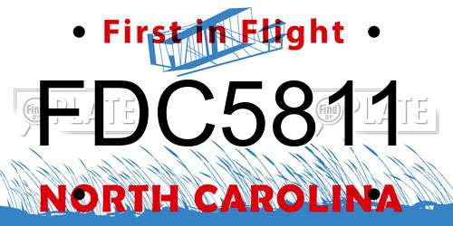 FDC5811 North Carolina License Plate