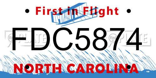 FDC5874 North Carolina License Plate