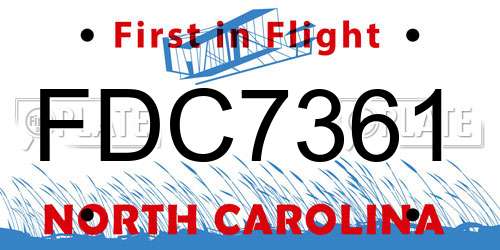 FDC7361 North Carolina License Plate