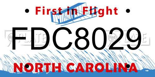 FDC8029 North Carolina License Plate