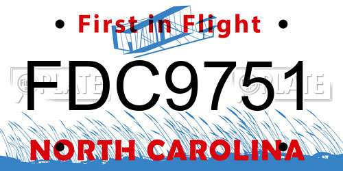 FDC9751 North Carolina License Plate