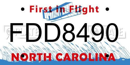 FDD8490 North Carolina License Plate