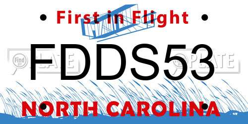 FDDS53 North Carolina License Plate