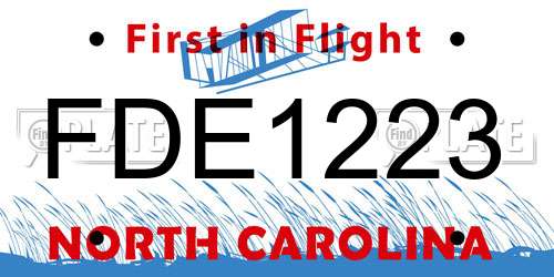FDE1223 North Carolina License Plate