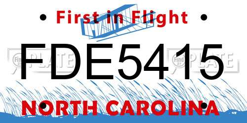 FDE5415 North Carolina License Plate