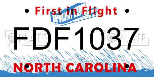 FDF1037 North Carolina License Plate