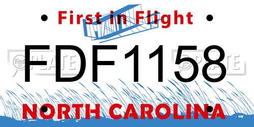 FDF1158 North Carolina License Plate