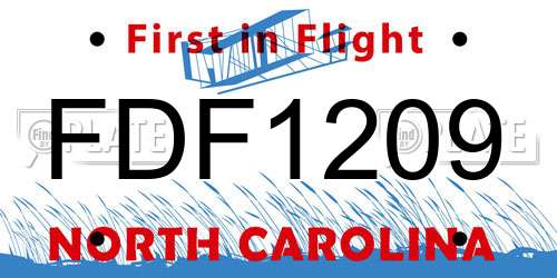 FDF1209 North Carolina License Plate