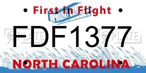 FDF1377 North Carolina License Plate