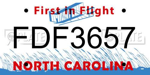 FDF3657 North Carolina License Plate