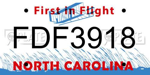 FDF3918 North Carolina License Plate