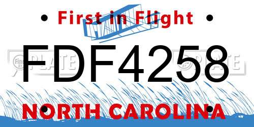 FDF4258 North Carolina License Plate