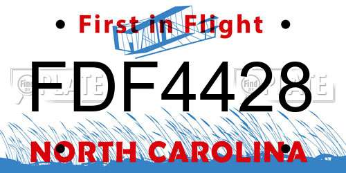 FDF4428 North Carolina License Plate