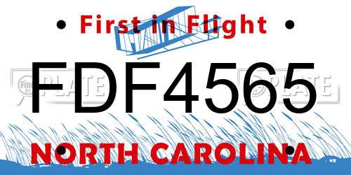 FDF4565 North Carolina License Plate