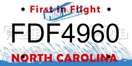 FDF4960 North Carolina License Plate