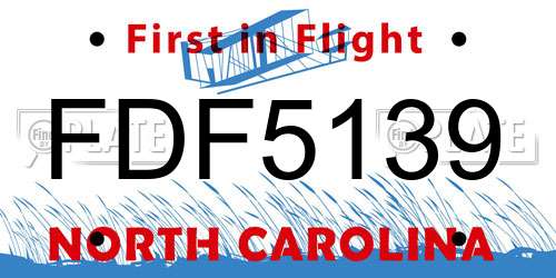 FDF5139 North Carolina License Plate