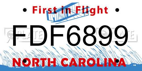 FDF6899 North Carolina License Plate