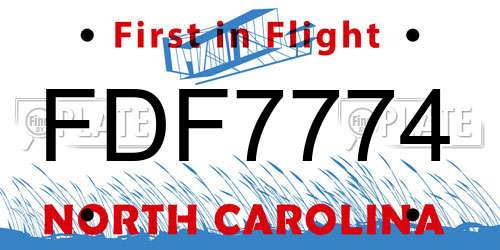 FDF7774 North Carolina License Plate