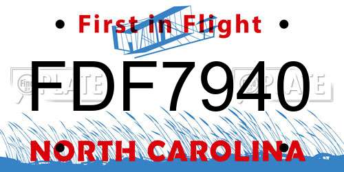FDF7940 North Carolina License Plate