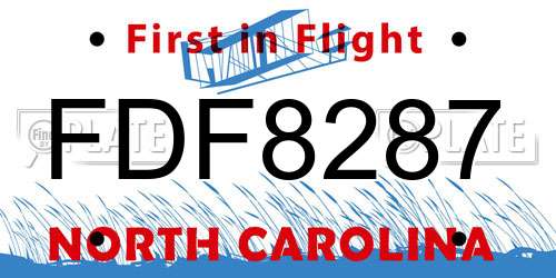 FDF8287 North Carolina License Plate