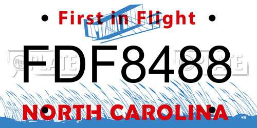 FDF8488 North Carolina License Plate
