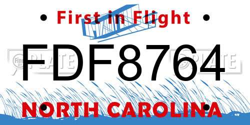 FDF8764 North Carolina License Plate