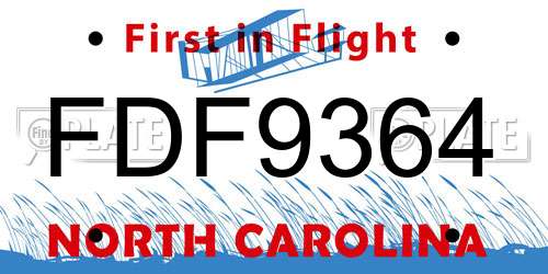FDF9364 North Carolina License Plate