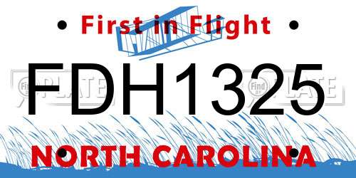 FDH1325 North Carolina License Plate
