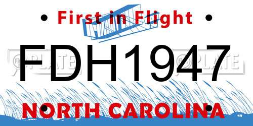 FDH1947 North Carolina License Plate