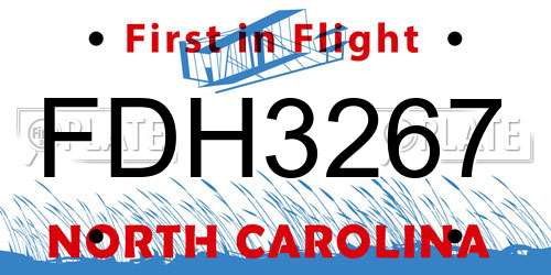 FDH3267 North Carolina License Plate