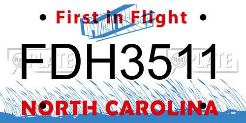 FDH3511 North Carolina License Plate
