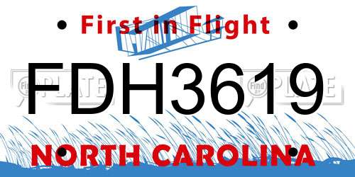 FDH3619 North Carolina License Plate