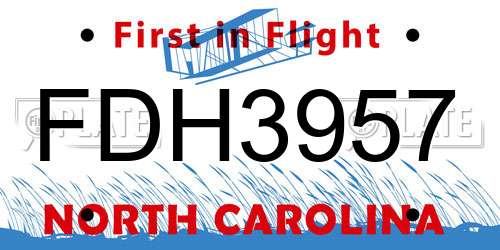 FDH3957 North Carolina License Plate