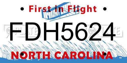 FDH5624 North Carolina License Plate