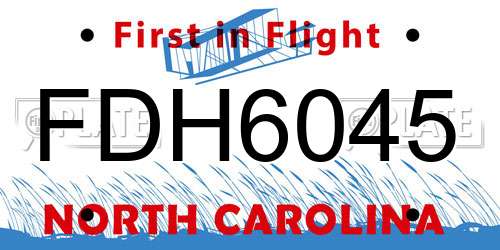 FDH6045 North Carolina License Plate