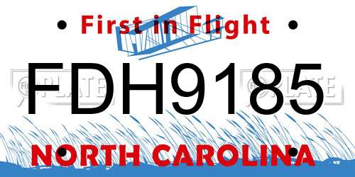 FDH9185 North Carolina License Plate