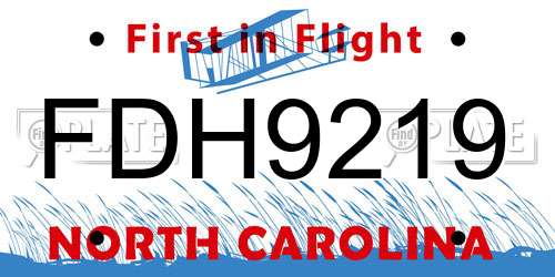FDH9219 North Carolina License Plate