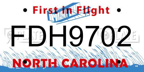 FDH9702 North Carolina License Plate