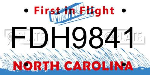 FDH9841 North Carolina License Plate