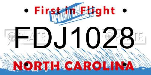 FDJ1028 North Carolina License Plate