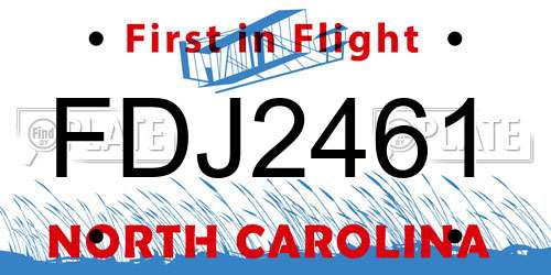 FDJ2461 North Carolina License Plate