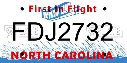 FDJ2732 North Carolina License Plate