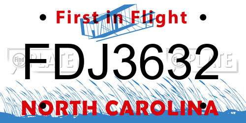FDJ3632 North Carolina License Plate