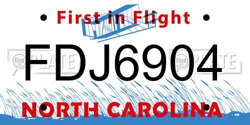 FDJ6904 North Carolina License Plate